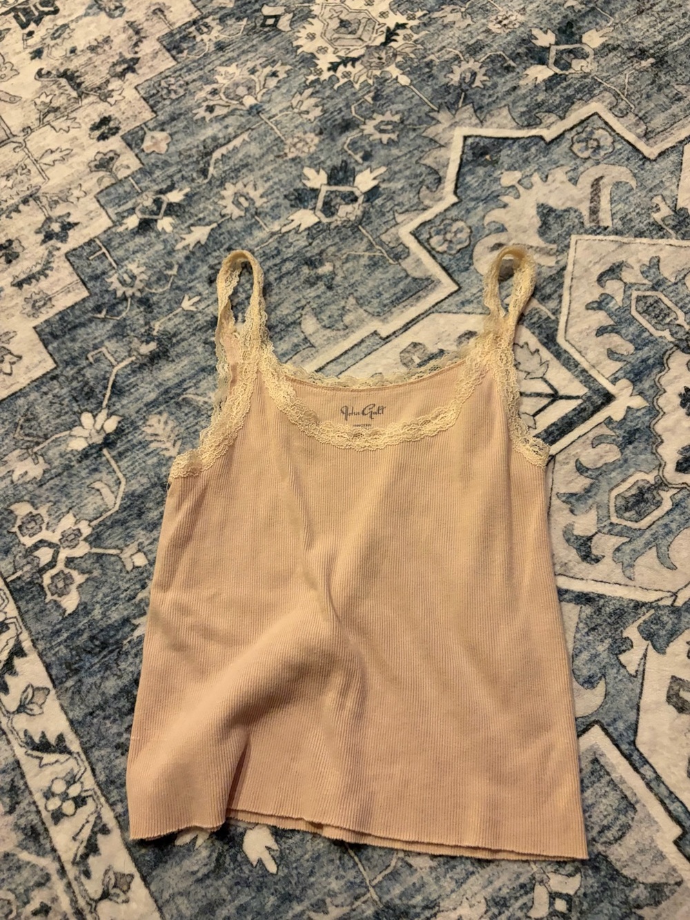 Brandy Melville blush pink ribbed lace-trim cami
